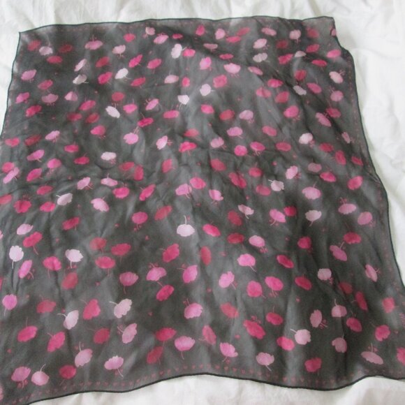 Ann Taylor silk pink print square scarf - Picture 2 of 4